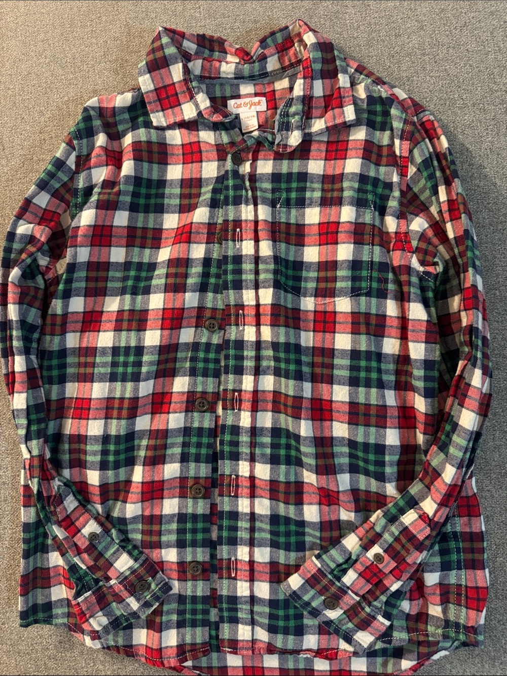 5/$15- Cat & Jack Red Green Plaid Flannel Shirt - Kids